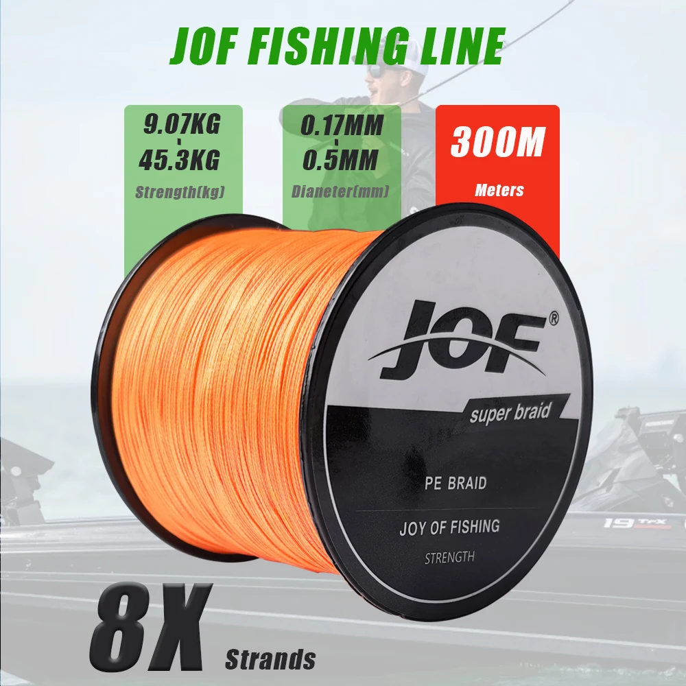 Línea de Pesca JOF 300-1000M, 8 Hilos Trenzados de PE, Accesorios de Pesca para Equipo de Pesca, Pesca de Carpa, Artículos de Pesca, Pesca en el Mar
