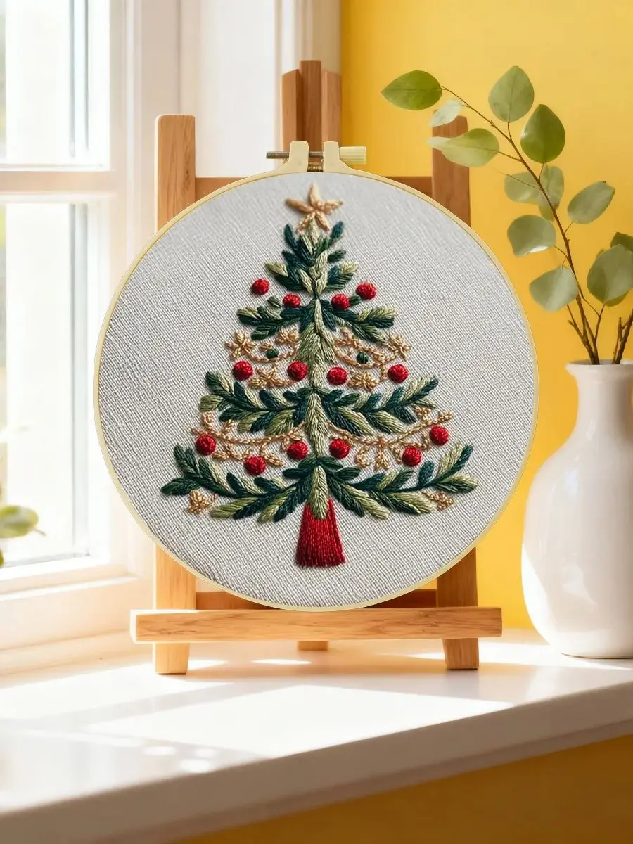 1 Stück 20X20CM/15X15CM 7,87/6,3 Zoll Baum-Stickerei-Starter-Kit DIY-Kit DIY-Stickerei-Set für Anfänger Heimdekoration – Detail 6