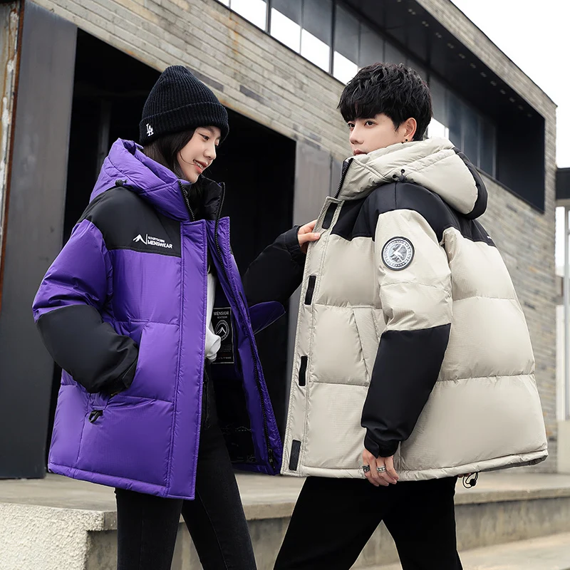 

Парные пуховики для мужчин: Новая зимняя уличная свободная теплая куртка для молодежи, модный бренд Junior High School Jinjiang