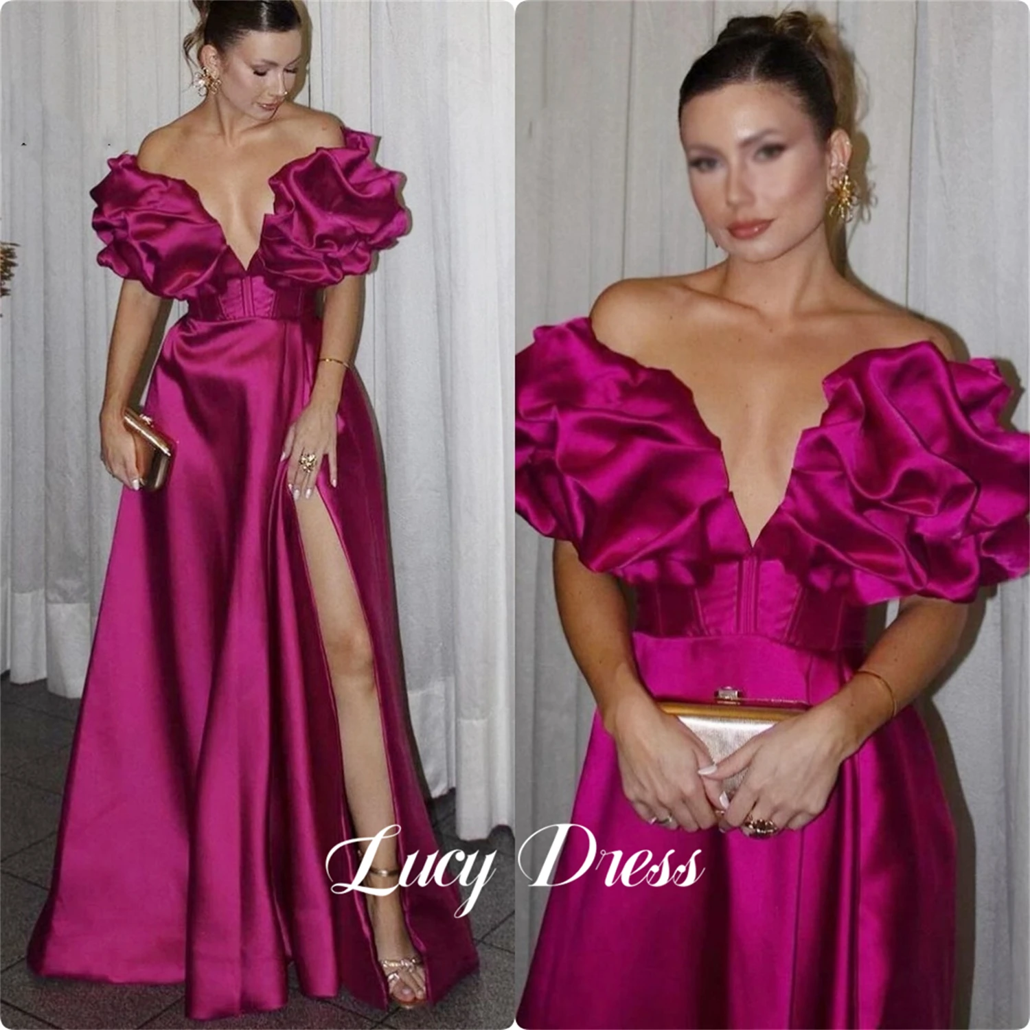 Vestido de baile noite cetim linha um tridimensional rotador manguito elegante festa vestidos longos para ocasiões formais luxo personalizado