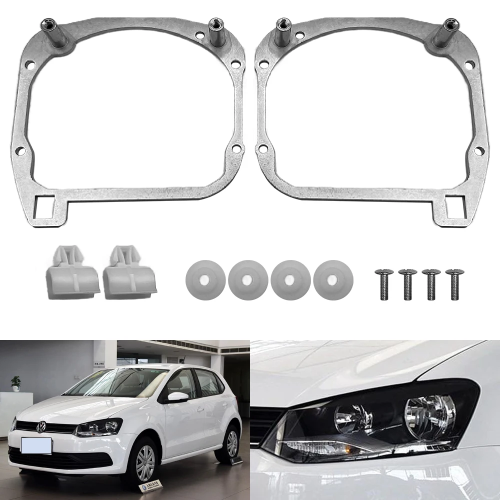 

Taochis Car-Styling Adapter Frame Headlight Bracket for VW Volkswagen POLO 2013 2016 Round Lamp Bowls Hella 3 5 Projector