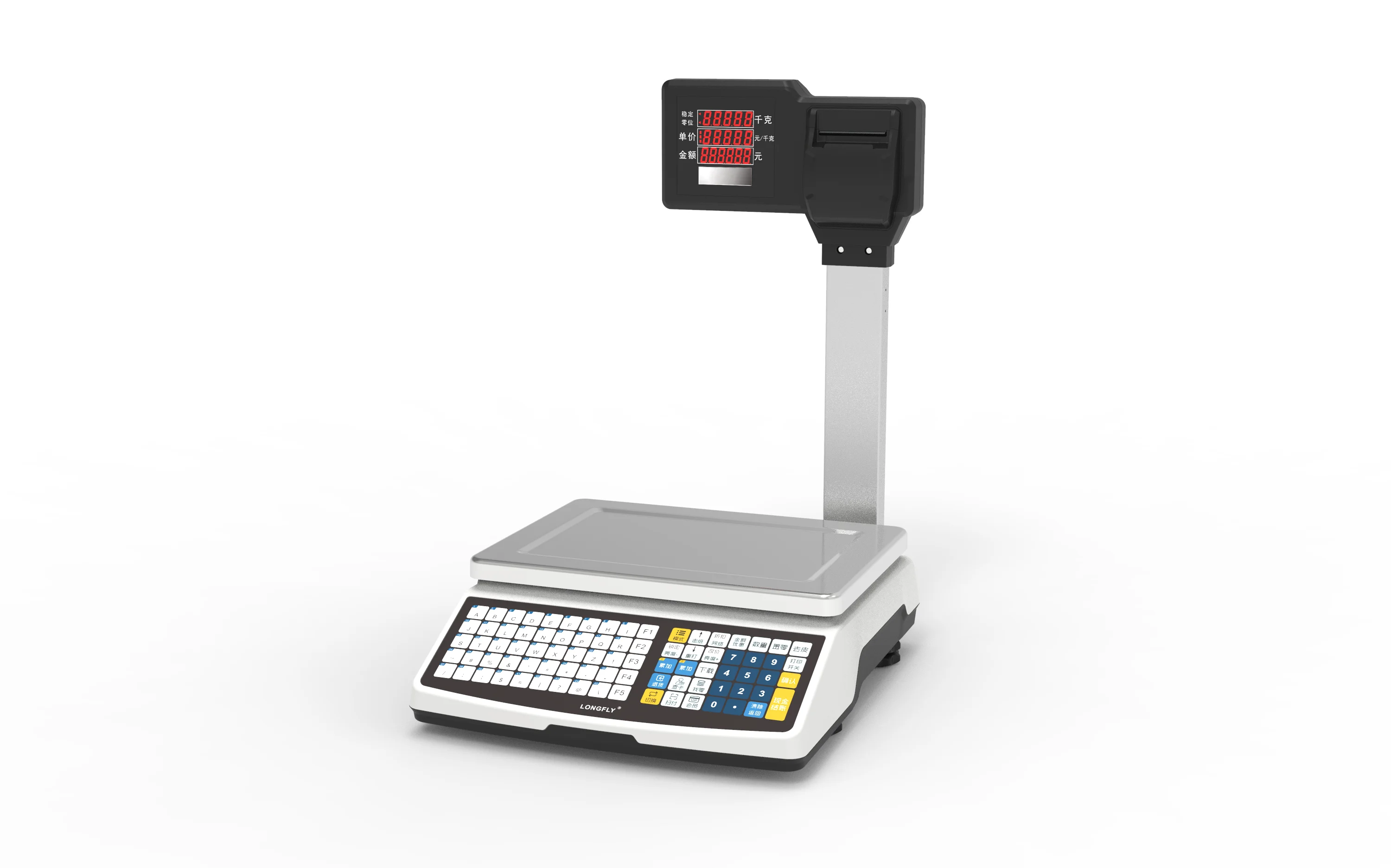 مقياس طباعة ملصق الباركود الرقمي Longfly مع طابعة لنظام الدفع في السوبر ماركت Pos Ai مقياس بسيط