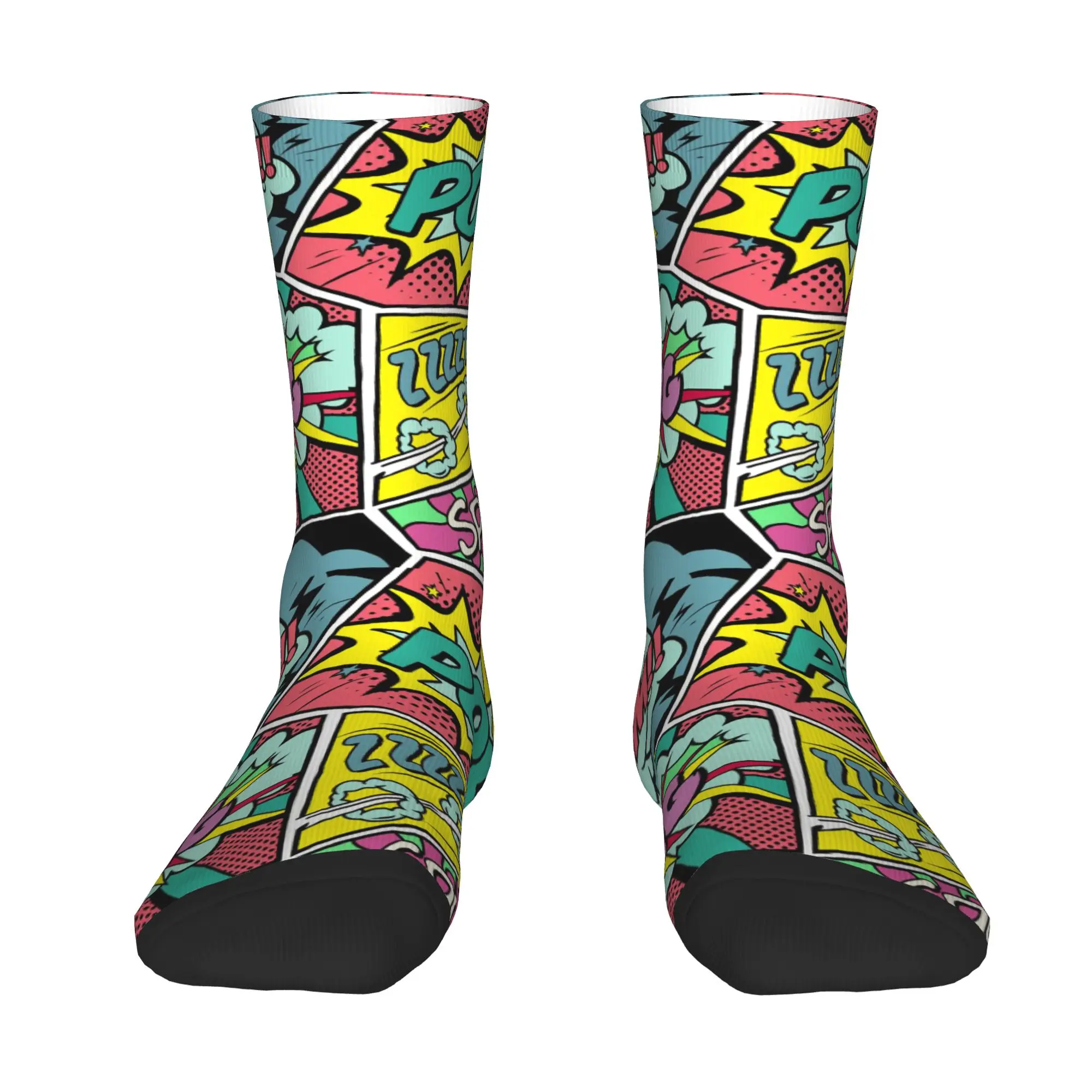 Custom Cute Vintage Comic Book Socks Women Men Warm 3D Print  Basketball Sports Socks