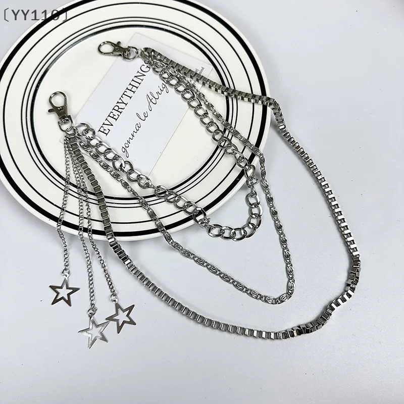 ómYY110 ienester Kwastje Metalen Tailleketting Broekketting Kledinghanger Broek Jeans Riem Sleutelhangers Ketting Sieraden