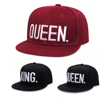 2025 Fashion KING QUEEN Embroidered Simple Hip Hop Baseball Hat Casual Flat Edge Hat Women's High Quality Outdoor Sunscreen Hat