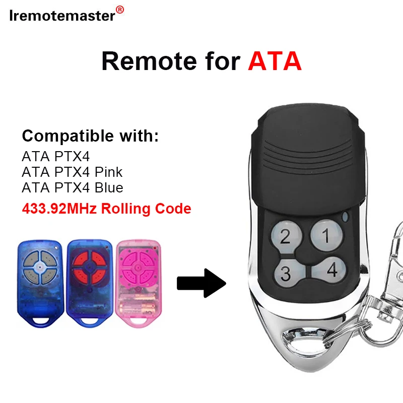 

Compatible ATA PTX4 433.92 MHz Herculift Garage Gate Door Remote Control Rolling Code رموت باب كراج