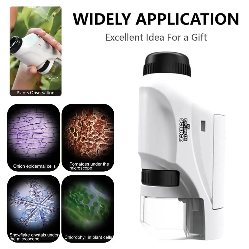 Kids Microscope 60-120X Magnification Clear Lens Mini Handheld LED Biological Microscope Educational Science Experiment Toy