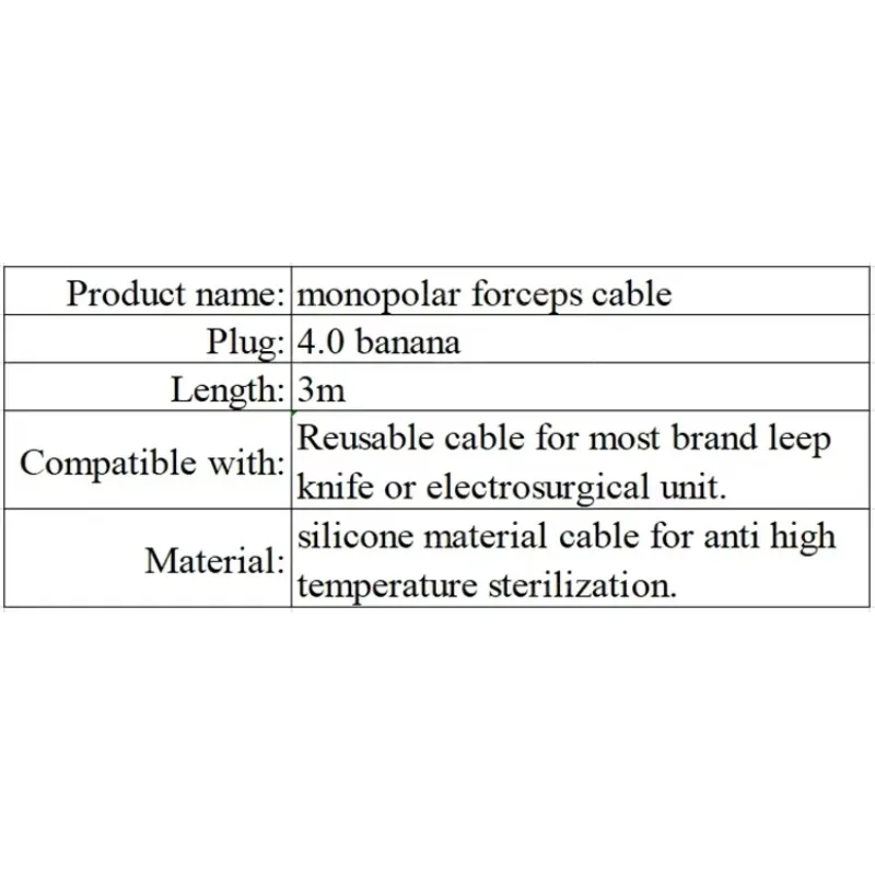 NEW NEW IN STOCK Be suitable for compatible for monopolar forceps cable for Martin Berchtold Erbe T-series,,4.0 banana,3m