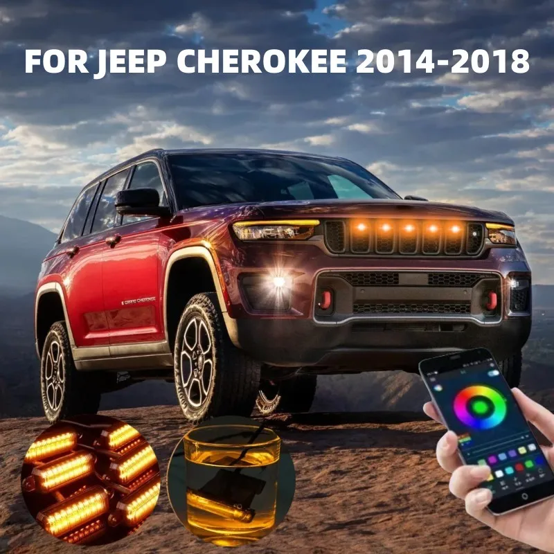 

LED Front Grille Light For Jeep Cherokee 2014-2018 Car Daytime Running Light Wheel Eyebrow Lamp For Pickup Offroad 12V