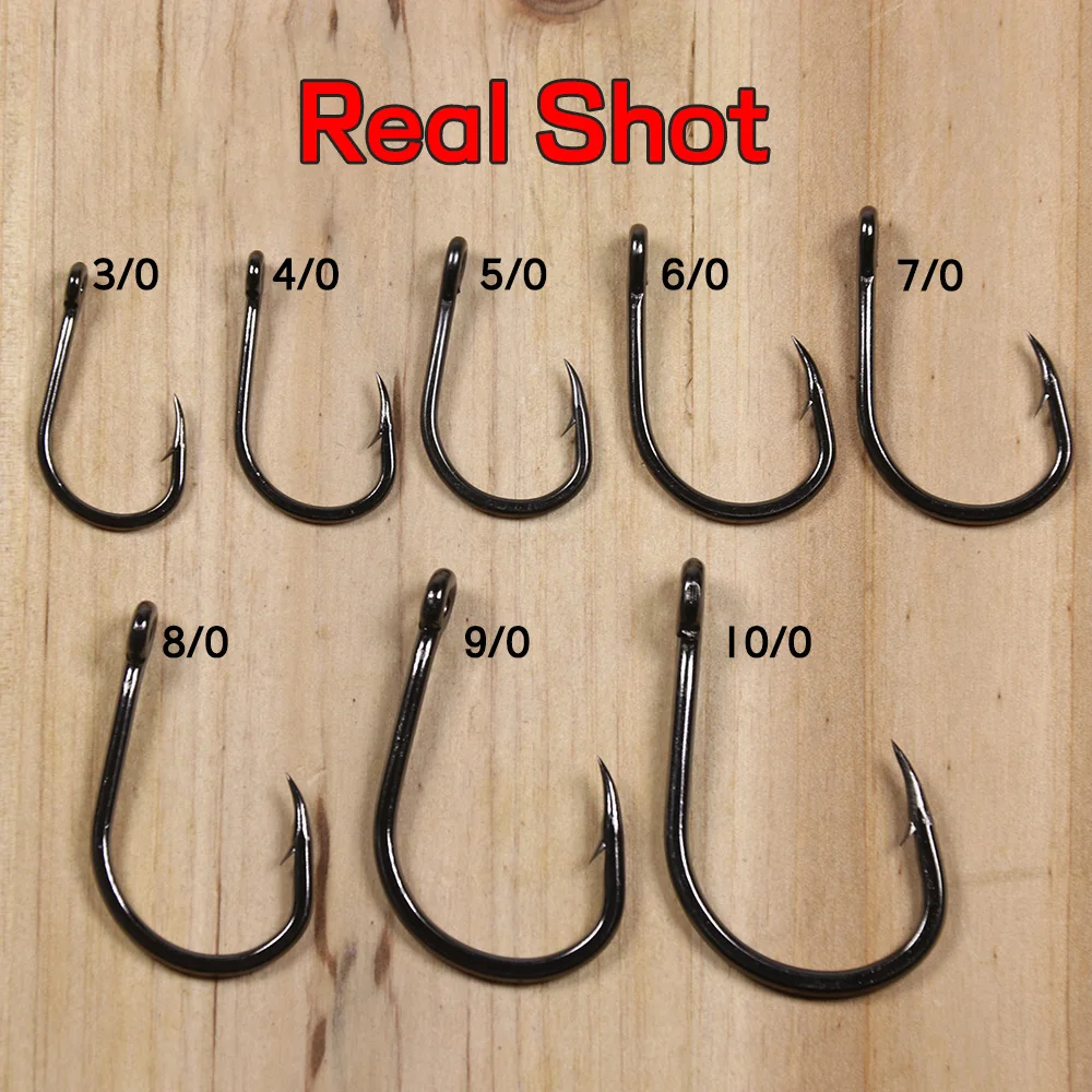 Elllv 100PCS 4X Strong Live Bait Hook Saltwater Deep Sea Boat Fishing Single Jig Fishhook per tonno Snapper groper Shark Marlin