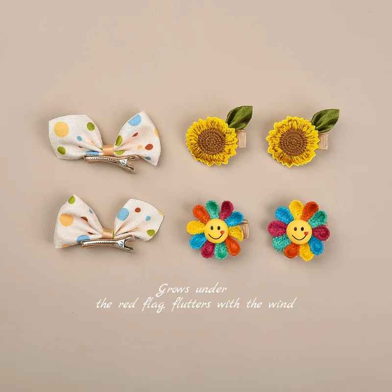 

Baby Hair Clips Infant Fabric Side Clips Adorable Sunflower Design Girls Hair Bows Head Accessories Hair Ornaments