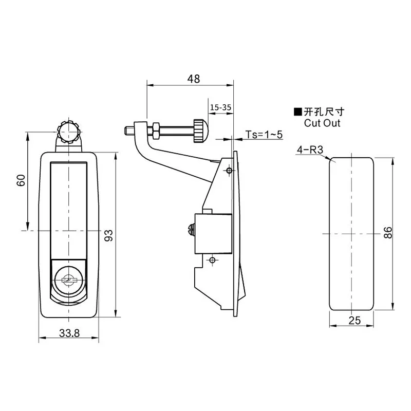 Electrical Panel Lock Electric Equipment Push Button Compression Trigger Flush Lock