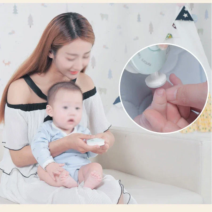 Electric Baby Nail Trimmer Newborn Nail Clipper Cutter with 3 Head Kid Nail Polisher Tool Infant Manicure Scissors Hygiene Kit