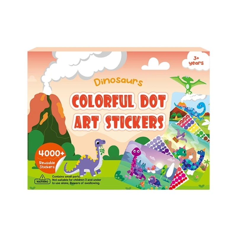  Colorful Dot Art Sticker Kids Fun Art Project Sticker Cartoon Animals Designs