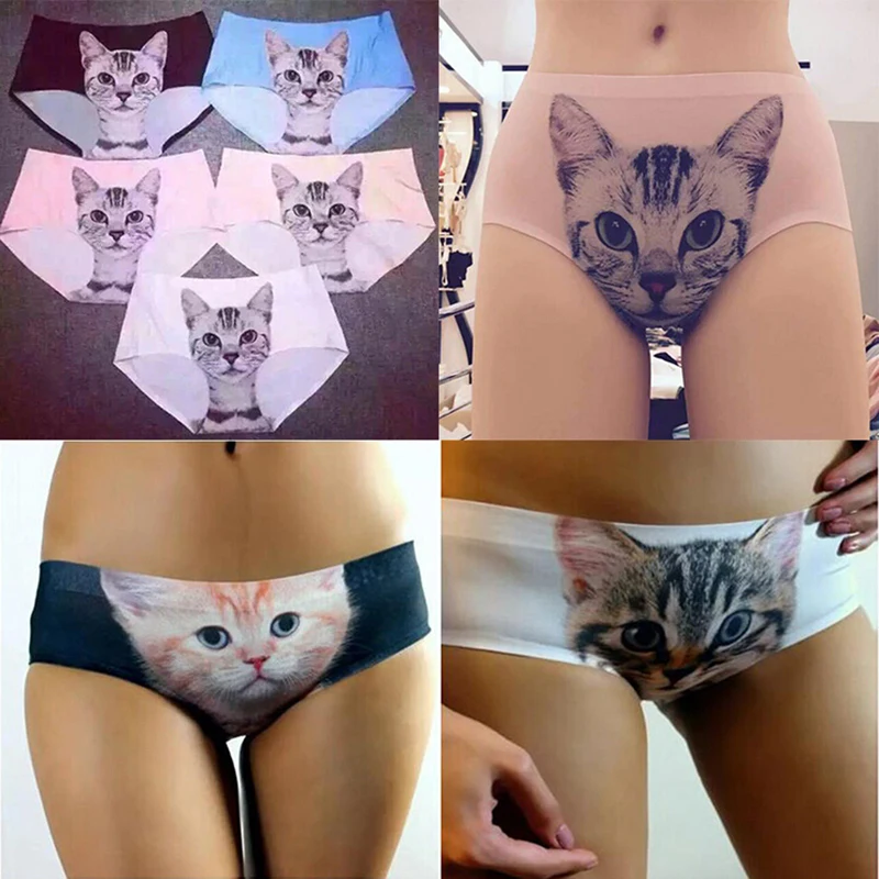 Sexy Pussycat Panties Womens Briefs Anti Emptied Cat Meow Star Cat Underwear