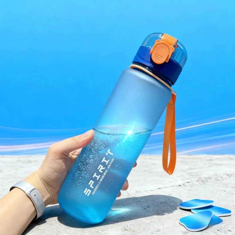 700 مللي زجاجة مياه رياضية مقياس علامة قطرة مقاومة شرب كوب للرياضة في الهواء الطلق زجاجة مشروبات بلاستيكية سعة كبيرة مانعة للتسرب