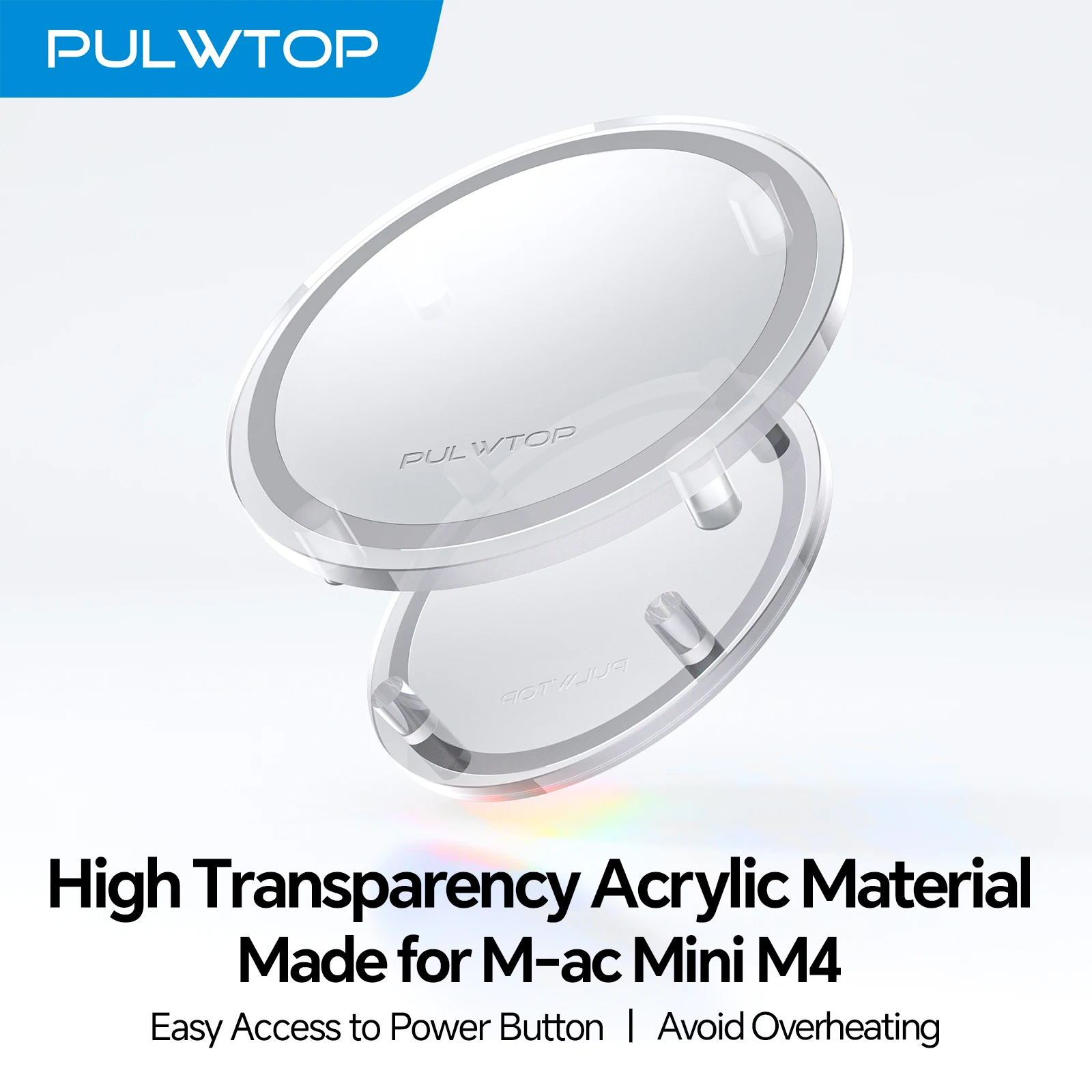 

PULWTOP Clear Acrylic Desk Stand, Minimalist M4 Holder with Easy Power Button Access,Anti-Slip Base for Mac Mini M4/M4 Pro