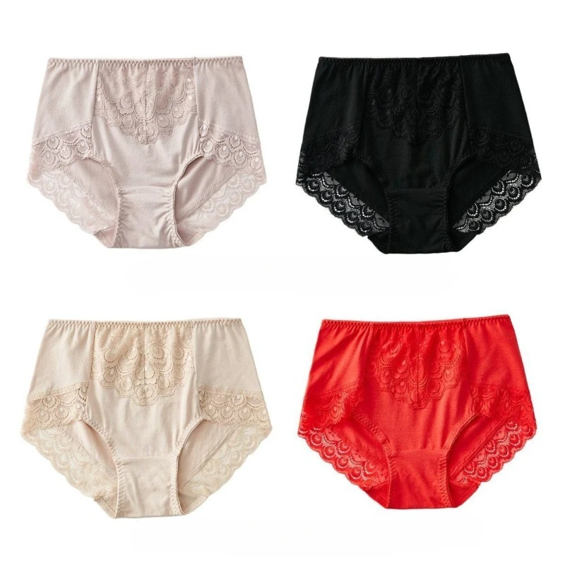 Large-size Triangle Shorts Head Women's Modal Seamless Lace Hip-wrapped Cotton File Foreign  4 High-end High-waisted Underwear