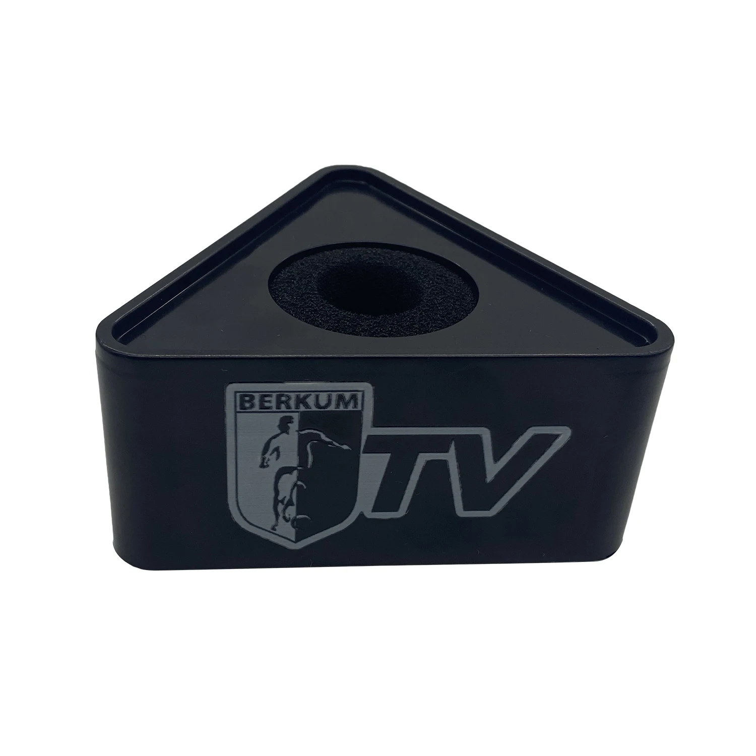 High Quanlity Customized UV Logo  ABS Triangle-shaped Square-Shaped Mic Microphone TV Interview Flag Station DIY With Sponge