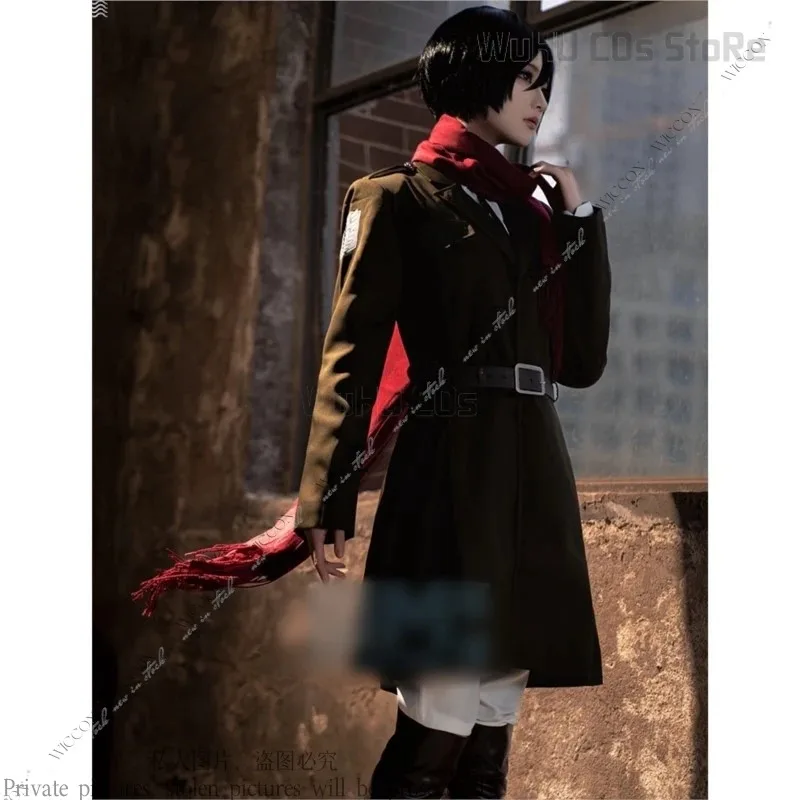 미카사 애커먼 파이널 시즌 코스프레 의상 가발 타이탄 전투 드레스 조사병단 공격 여성 남성 전쟁 할로윈 롤플레잉;6,r