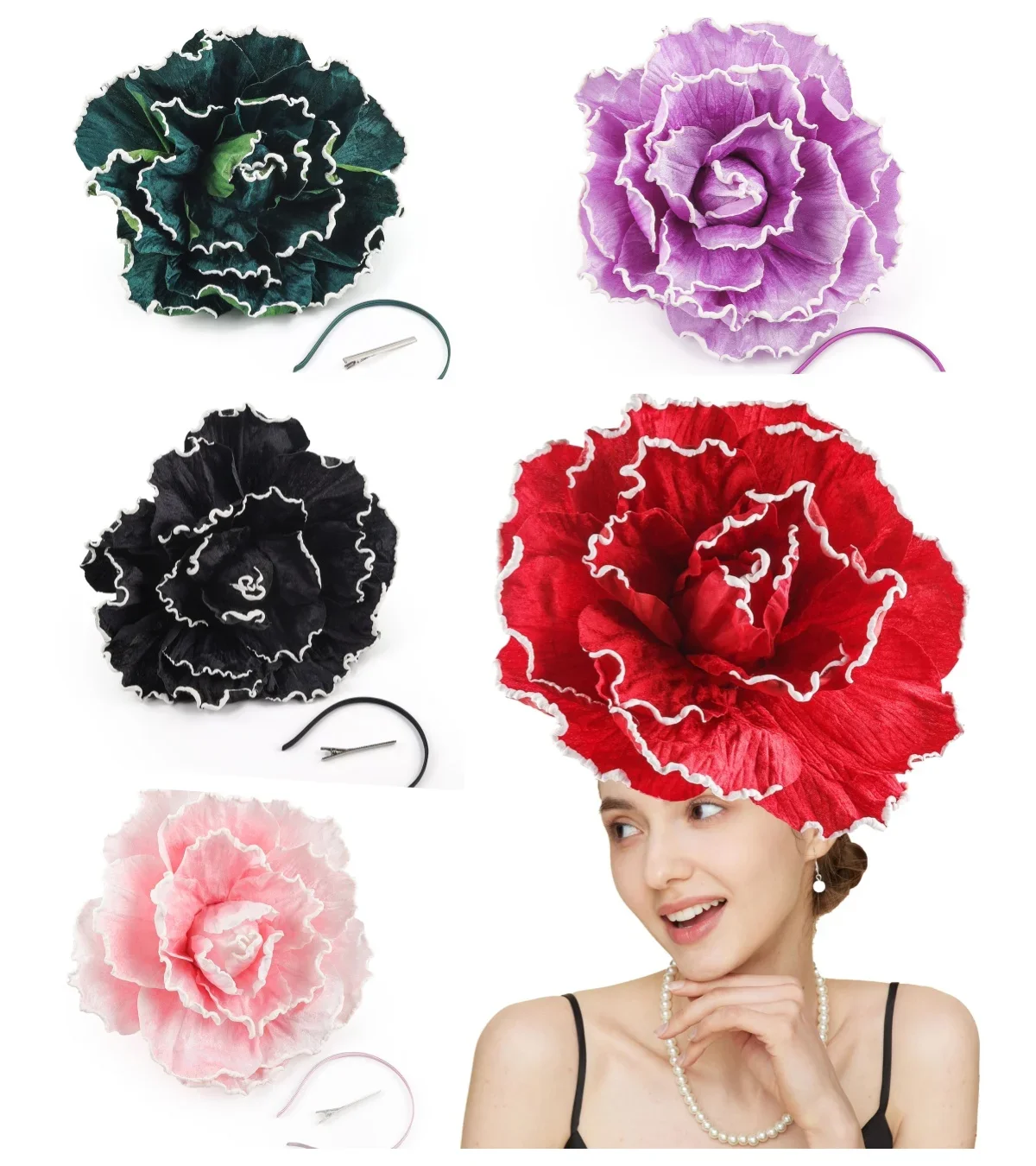 chapeu-fascinator-exagerado-com-flores-rosas-chapeu-kentucky-derby-coquetel-casamento-maquiagem-de-noiva-baile-de-formatura-sessao-de-fotos-acessorios-de-festa-de-cha