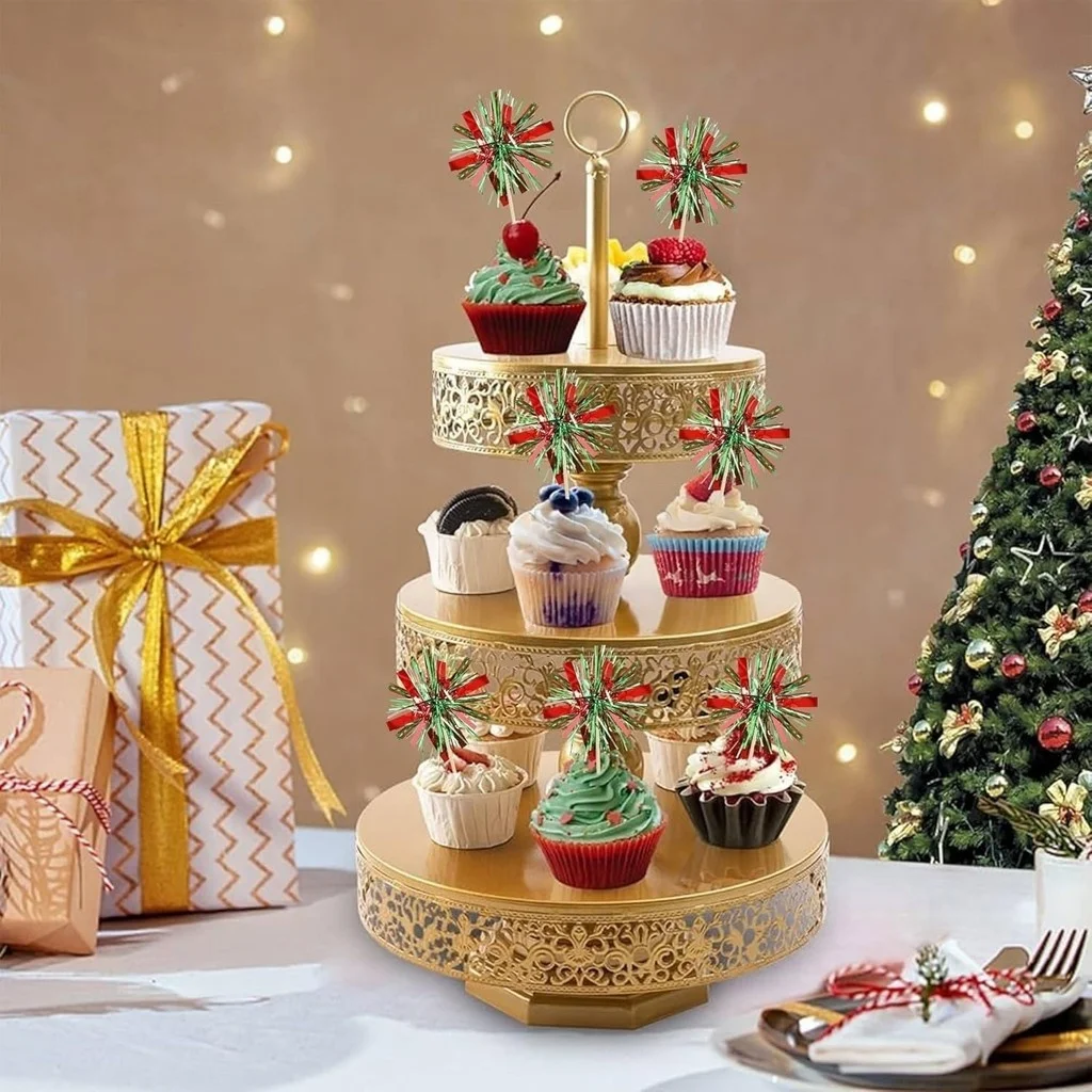 10-30 قطعة الألعاب النارية قطاعات الكيك عيد الميلاد السنة الجديدة كعكة ديكور احباط المسواك لعيد الميلاد ، نزهات ، بار ، حفلة عيد ميلاد #5