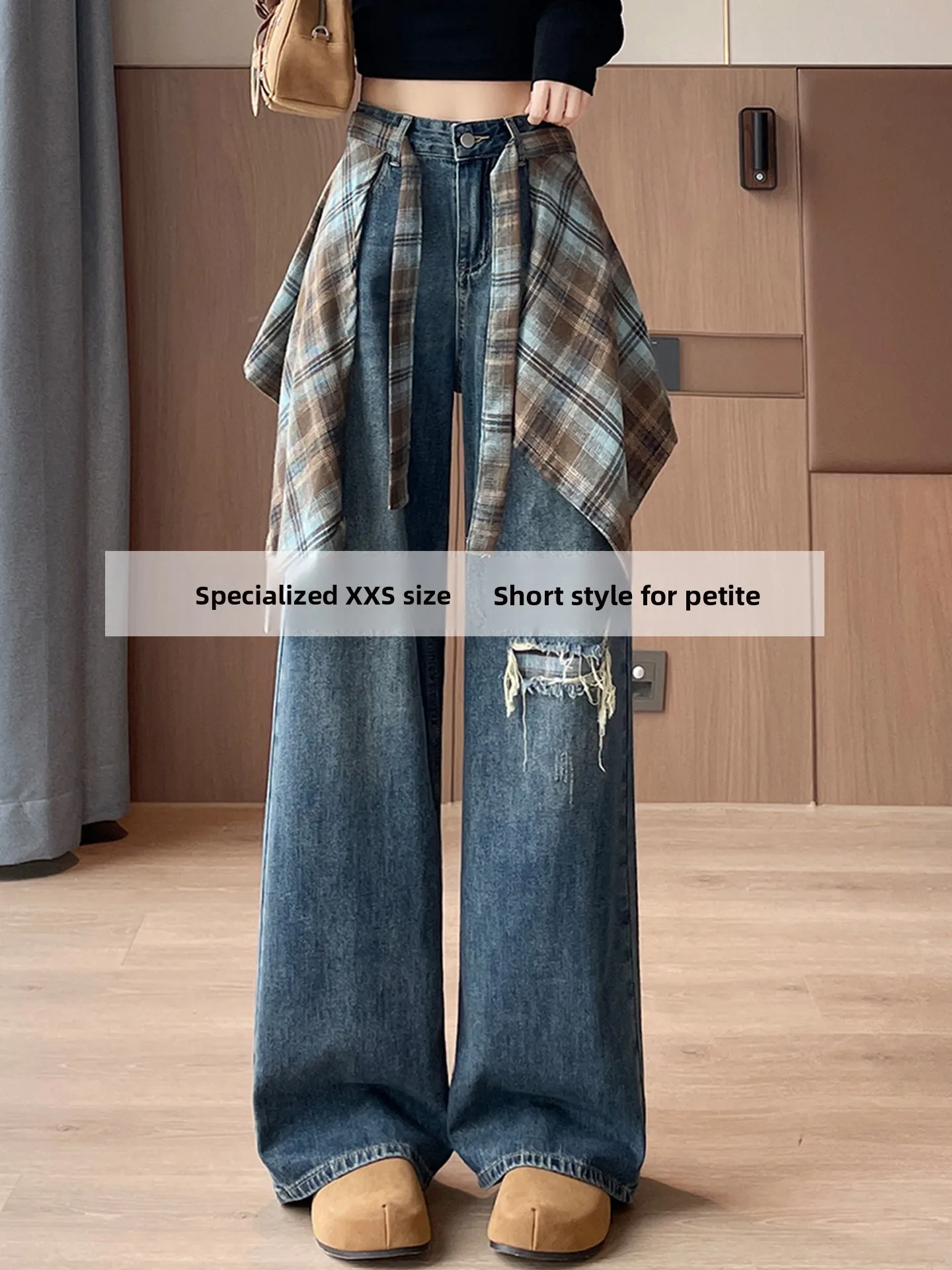 

High Waist Wide Leg Jeans Women's Denim Skirt Tuck in Short plus Size Fall New Style Small Size High Rise Super Beautiful Nar...
