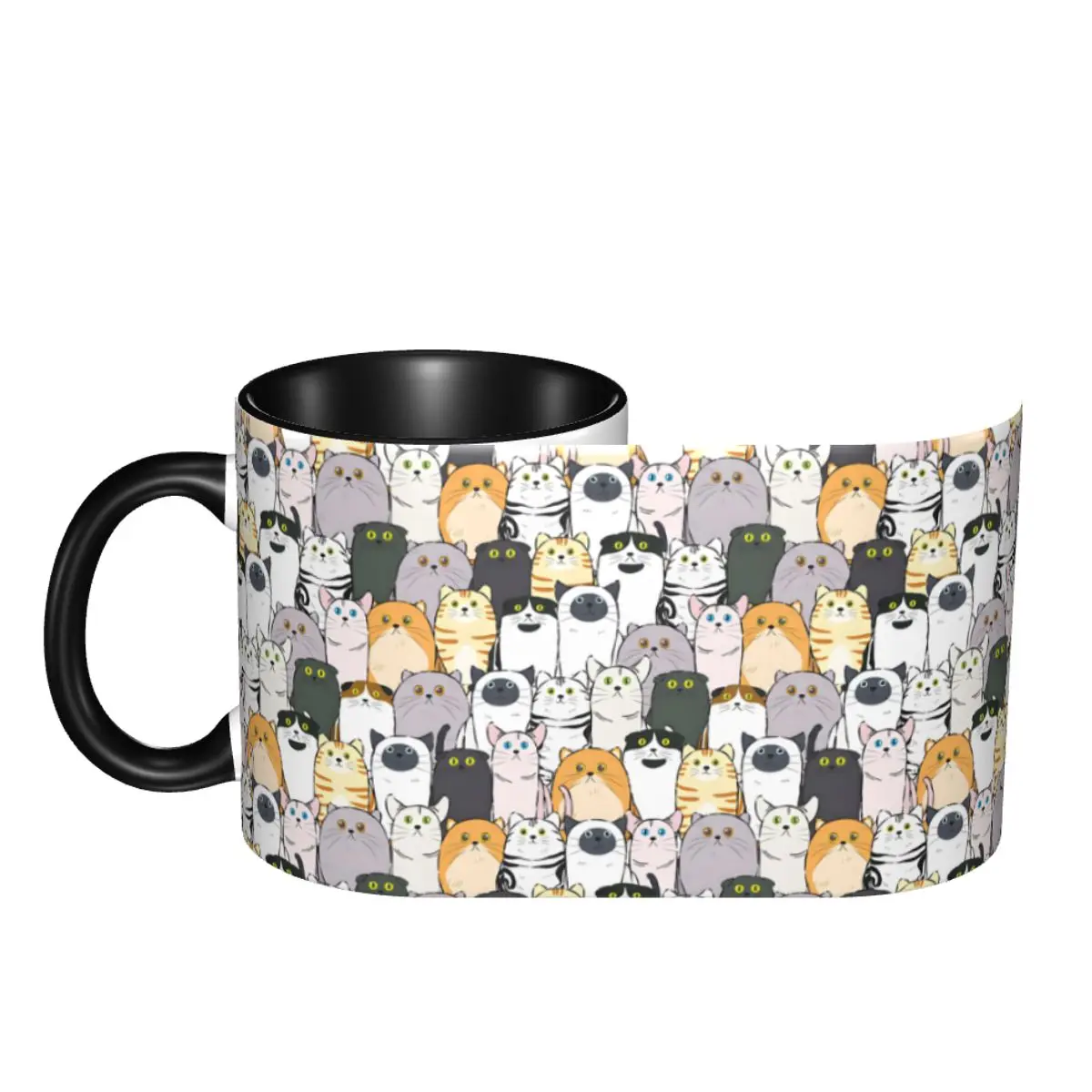 Personalized DIY Cute Black Cat Ceramic Mugs Colorful Pattern Oil Painting Coffee Cups Creative Gift 2