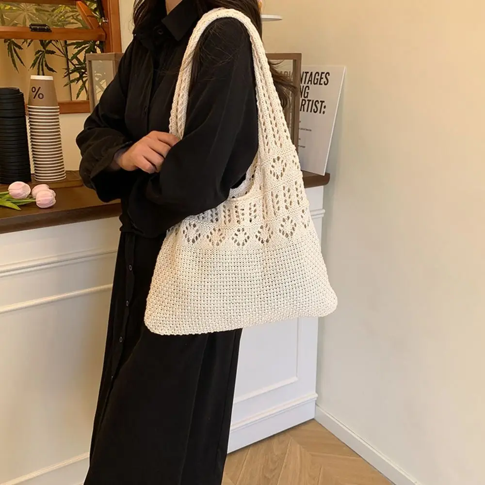 

Summer Shoulder Bag Knitted Bag Bohemian Large Capacity Weave Bag Storage Bag Hollowed Out Crochet Tote Bag Outdoor