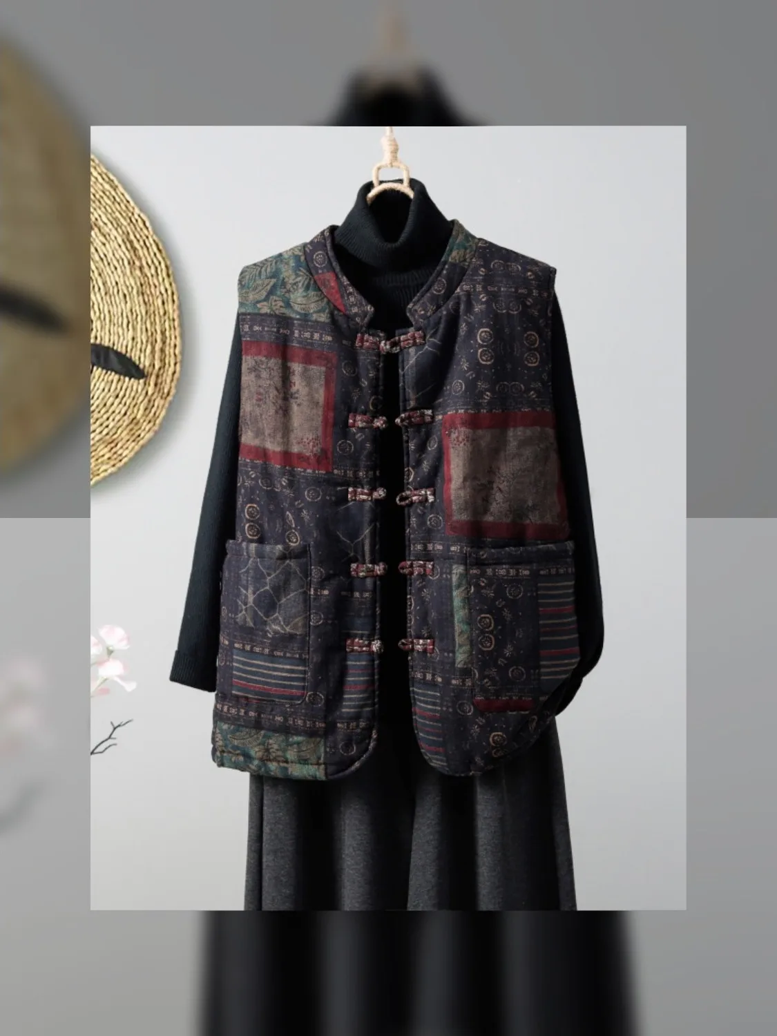 

Китайский Sle круглый хлопковый джет, женский жилет с принтом, футболка с пуговицами, свободное осенне-зимнее пальто Thiened