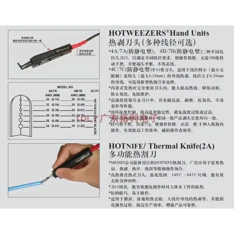 Original Wire Hot Stripper M20-7B 7A 7C Cutter Head Anti-static Type, Wire Hot Stripper Handle，1PCS