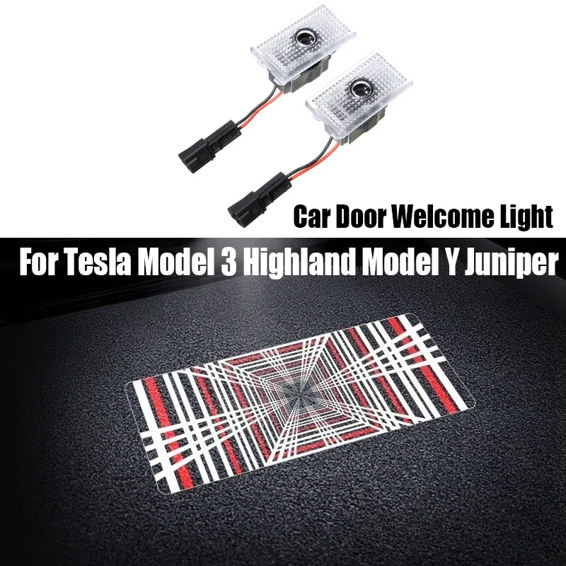 For Tesla Model 3 Highland Model Y Juniper Time Space Tunnel Lights Car Door Welcome Light Door Step Ghost Light for Model Y/3