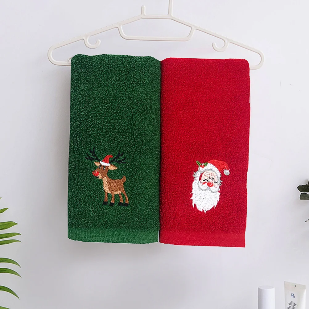 

3Pcs Cotton Face Towels Christmas Embroidery Soft Comfortable Breathable Xmas Bath Towels Gift Set Cotton Towel