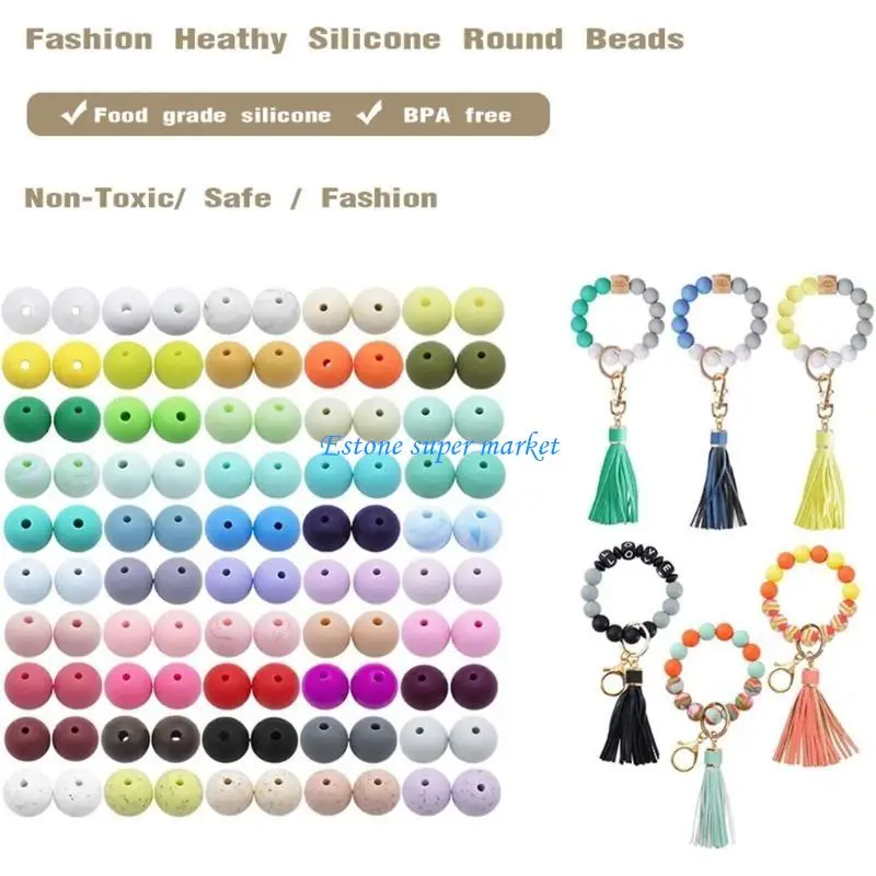 090B 105 Uds Cadena chupete cuentas sueltas DIY joyería silicona cuentas redondas dentición del bebé pulsera