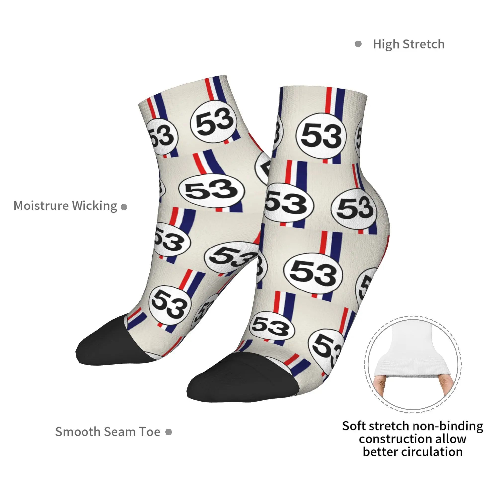 All Seasons Herbie Number 53 Socks Harajuku Sweat Absorbing Crew Socks Hip Hop Stockings for Men Women Christmas Gifts