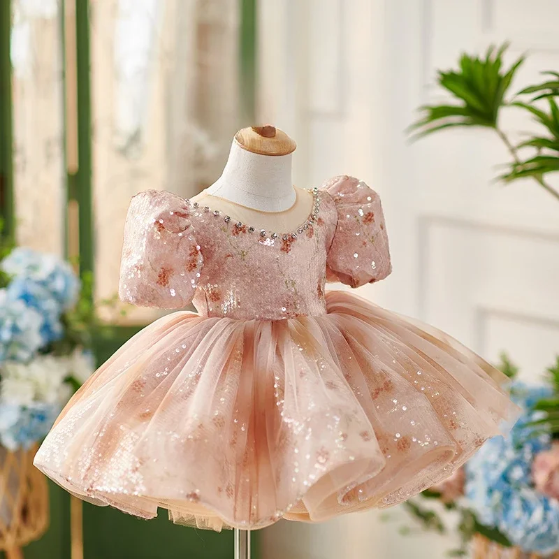 Children\'s Clothing Summer Princess Dress Girl\'s Birthday Party Performance Dress Children\'s Mesh Fluffy Dress 2-6T Prom Dresses