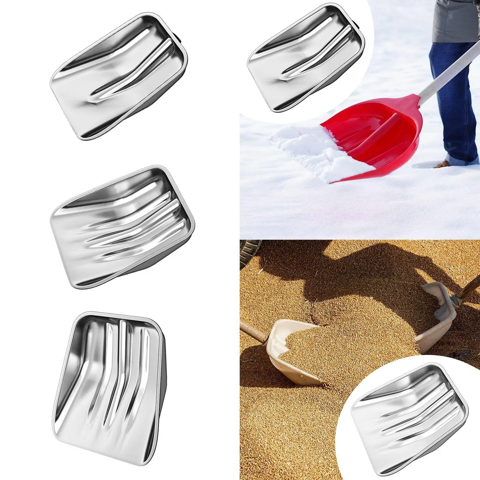 Outdoor Snow Shovel Head Manual Tool for Cleaning Snow, Sand Stainless Steel