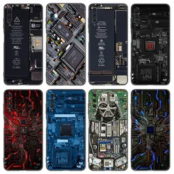 Motherboard Circuit Board Phone Case For Huawei Y6 Y7 Y9 Prime Y5 2018 2019 2020 Y5P Y6P Y7P Y8P Y6S Y8S Y9S Y7A Y9A Black Cover