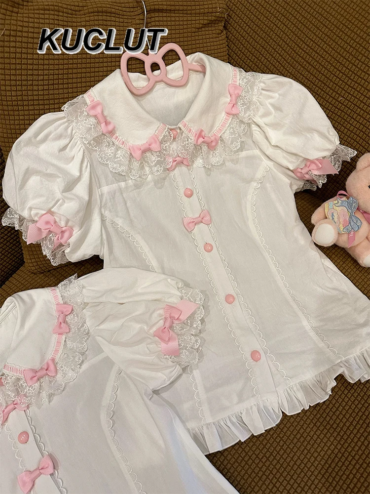 

Lolita Style Sweet Andu Cute Versatile Summer Bottom Top Elegant Lady Casual Shirts 2025 New Solid Color Women's Blouses