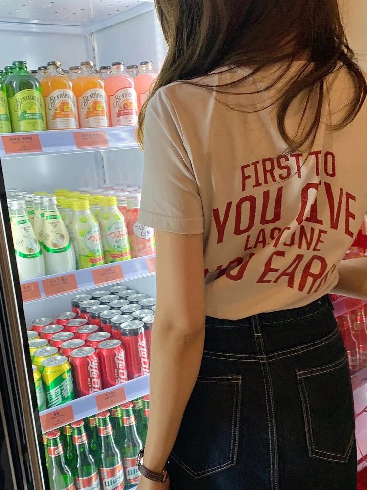 

Женская приталенная футболка Bigyu Sli ort Sve из чистого хлопка, прямого кроя, для весны и лета, окрашенная, для повседневной носки