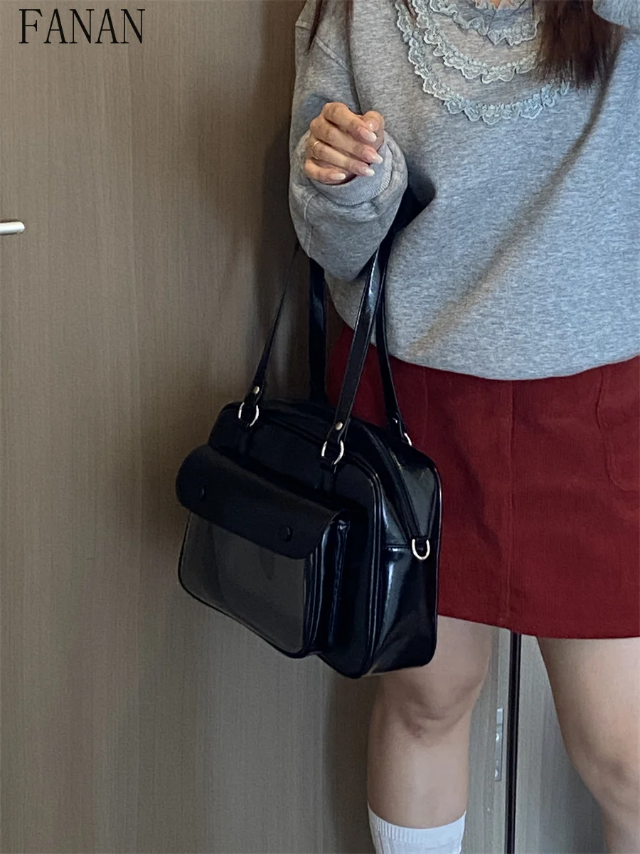 

Милые сумки, большая вместительная сумка-мессенджер на одно плечо, Femme, осень и зима, новинка 202, прозрачные женские сумки в стиле аниме