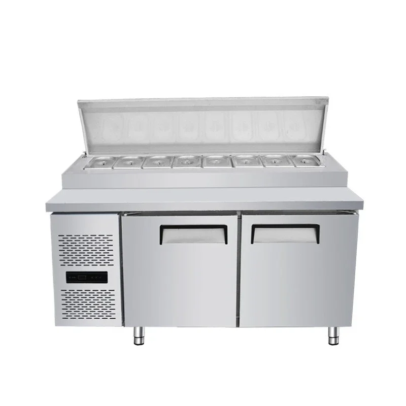 Refrigerated salad fresh-keeping workbench Horizontal cold vegetable fruit display cabinet