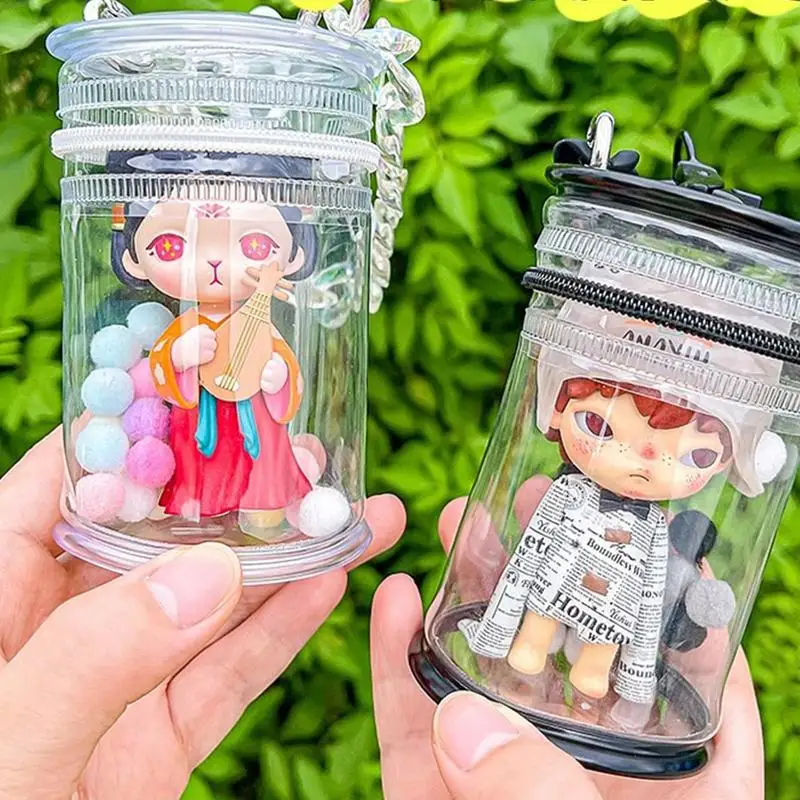 1pc Cotton Doll Out Bag Action Figure Display Storage Bag Empty Clear Keychain Pouch Waterproof Plush Doll Display Holder Case