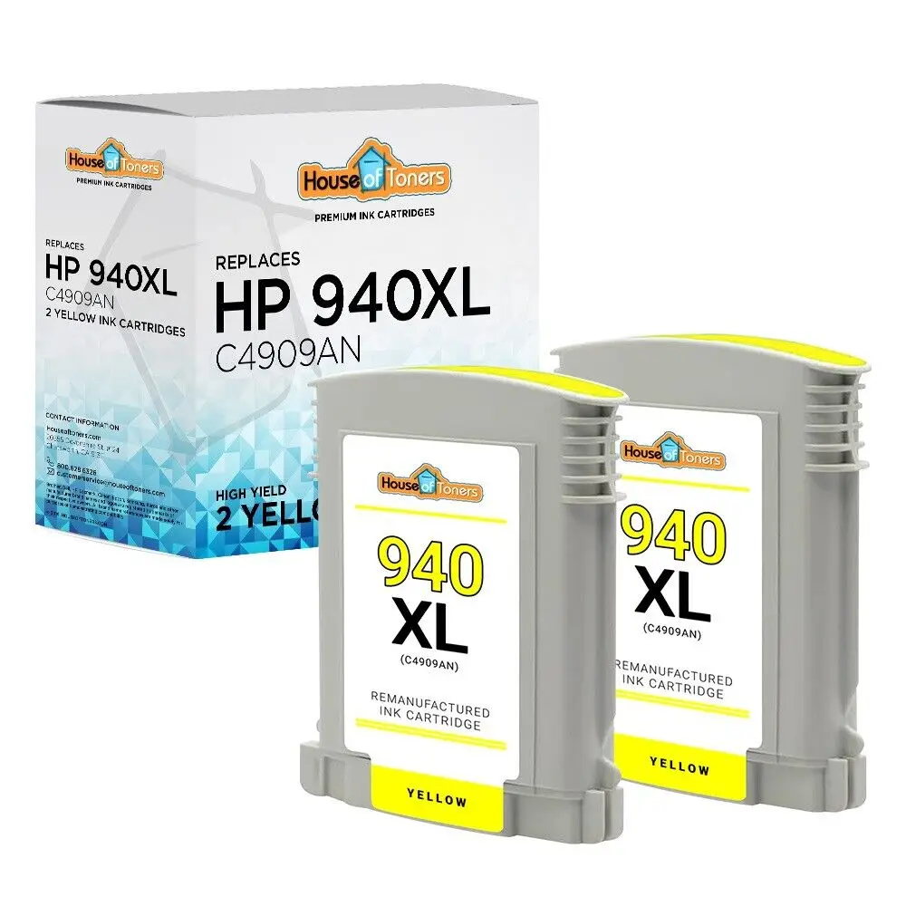 

2 for HP 940XL C4909A High Yield Yellow Ink Cartridge for 8000 8500 Printer