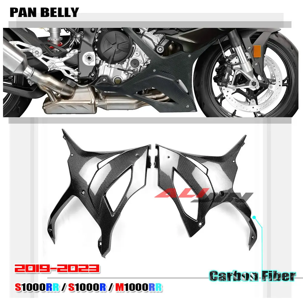 

Real Carbon Fiber Motorcycle Lower Side Fairing Panel Belly Pan Cowling Engine Exhaust Cover For BMW S1000RR M1000RR 2019-2023