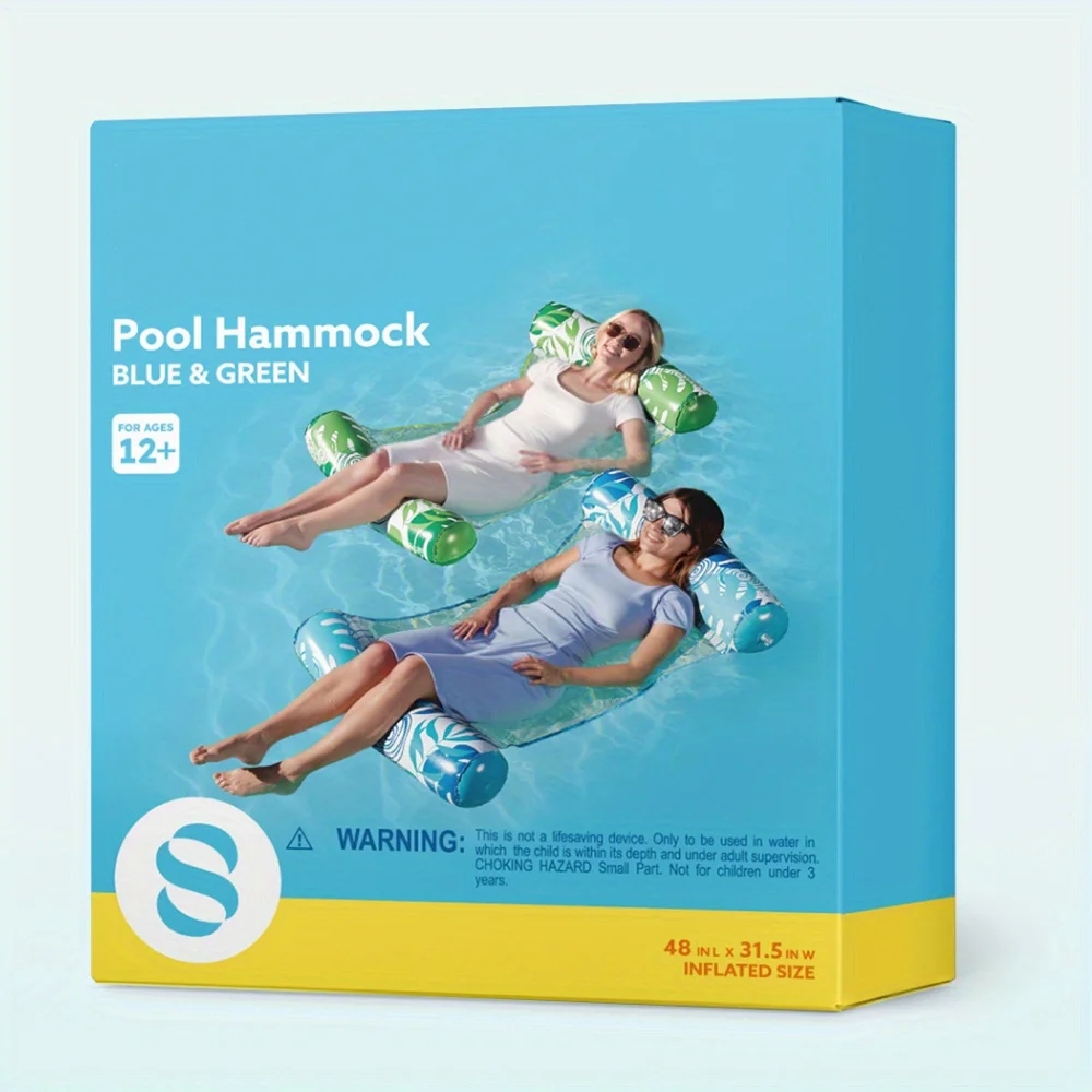 SYNCFUN แพ็ค 2 ชิ้น ห่วงยางลอยน้ำสำหรับผู้ใหญ่ 4-in-1 อเนกประสงค์ ห่วงยางเป่าลม PVC สำหรับเล่นน้ำ