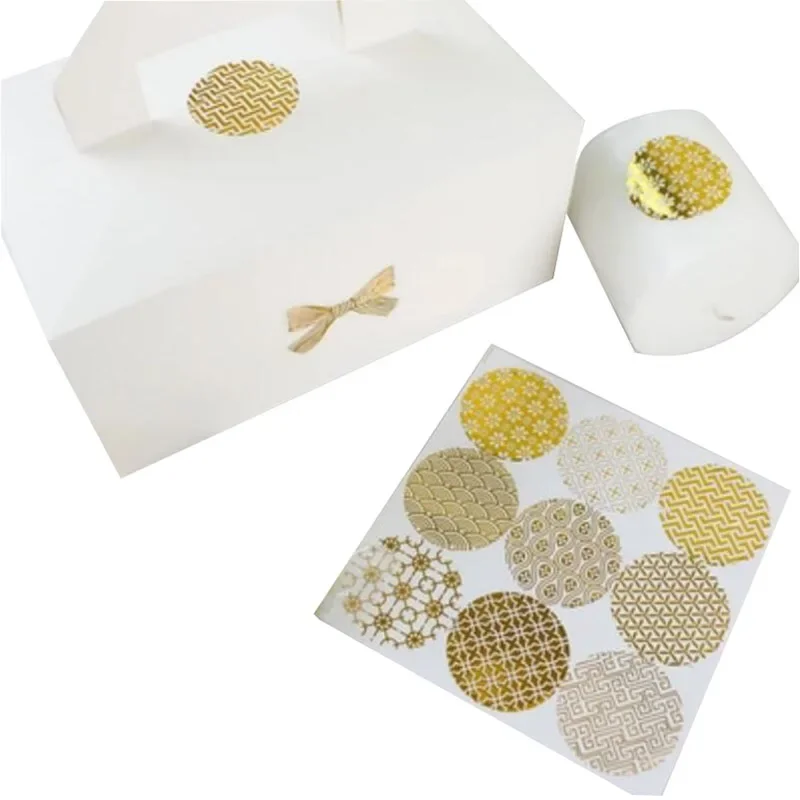 90pcs/pack Gold Round Gift Stickers For Wedding Bronzing Transparent Baking DIY Gift Stickers