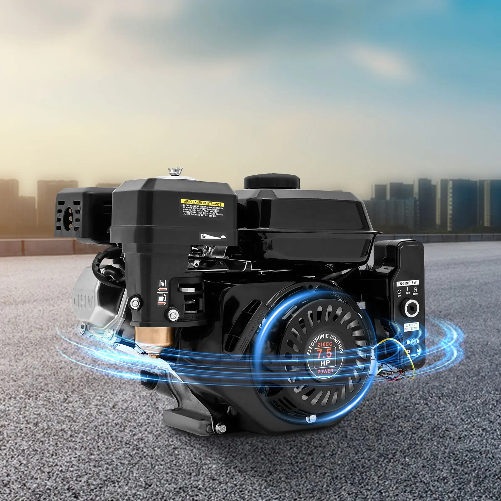 가솔린 엔진 스탠드 모터 3600 rpm 카트 모터 구동 모터, 전기 시동 7.5 HP 가솔린 엔진 플로어 모터 210 cc 풀 시동