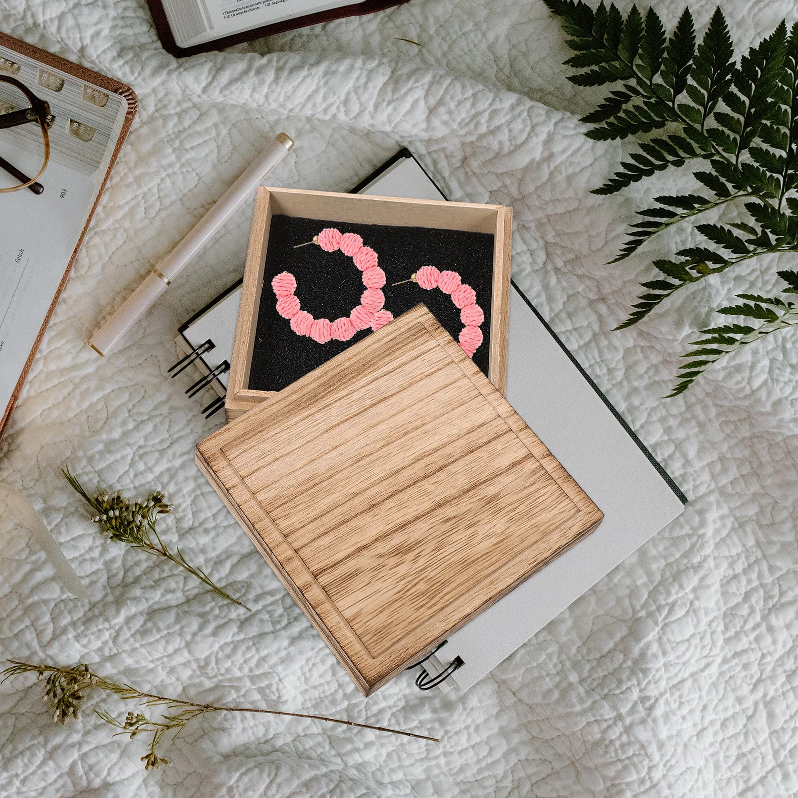 

Decorative Wooden Jewelry Box with Lid for Earrings Necklaces Bracelets Small Tools Sundries Organizer Jewelry Organizer Box