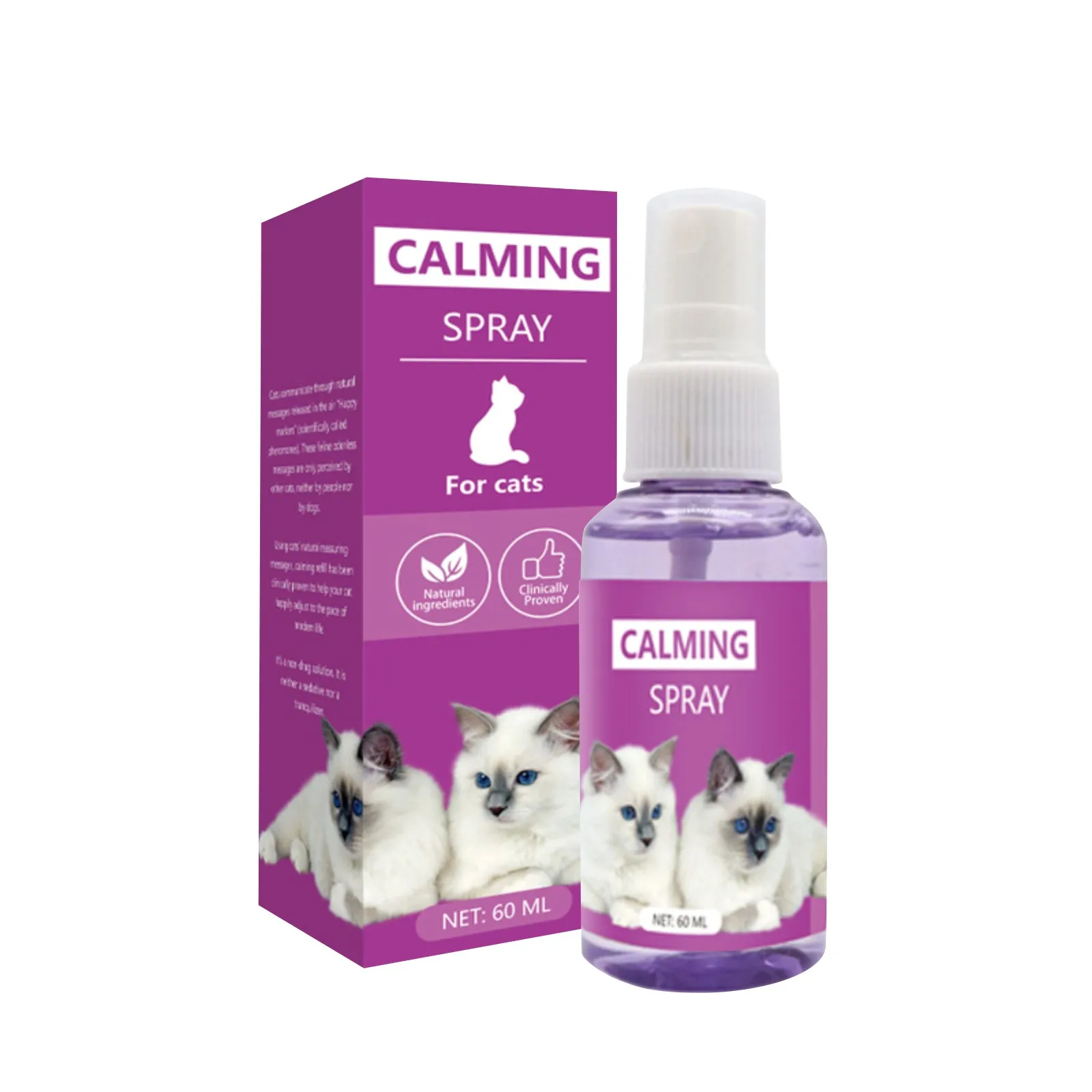 60ML Pheromone Cat Emotional Soothing Spray Cat Pheromone Feliway Anti-Stress Spray Cat Calming Deterrent Stress Kitten